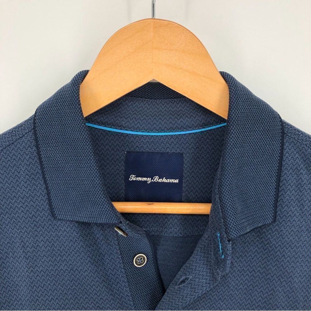 Tommy Bahama Polo Mens Medium Blue Short Sleeve Modal Blend - Picture 4 of 10
